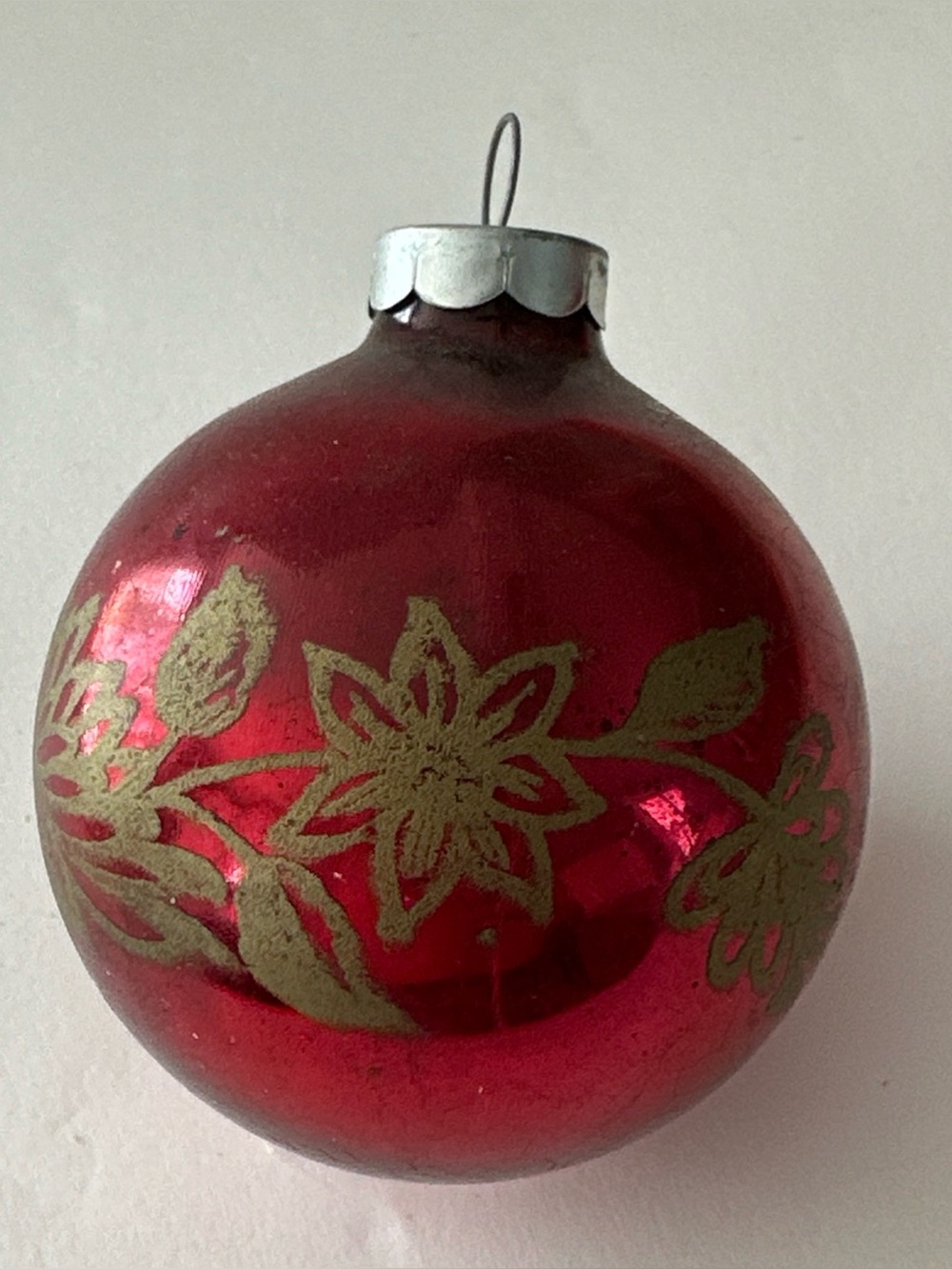VINTAGE STENCILED POINSETTIA ORNAMENT